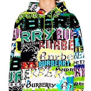 Burberry Oversized Logo Print Cotton Hoodie